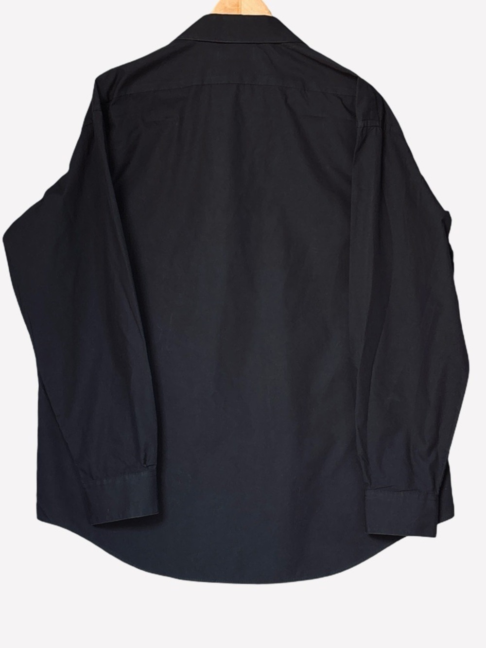 Giovanni Uomo Black Dress Shirt 17.5 | Men's Long Sleeve Cotton Blend 34-35 - Picture 3 of 6